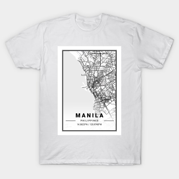 Manila Light City Map T-Shirt by tienstencil